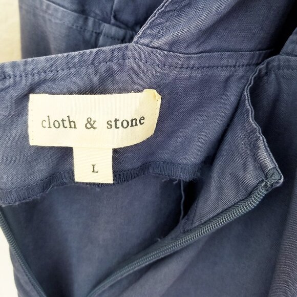 Anthropologie Cloth & Stone Tie Open Back Crop Jumpsuit L Wide Leg Flowy Tencel - Picture 7 of 12